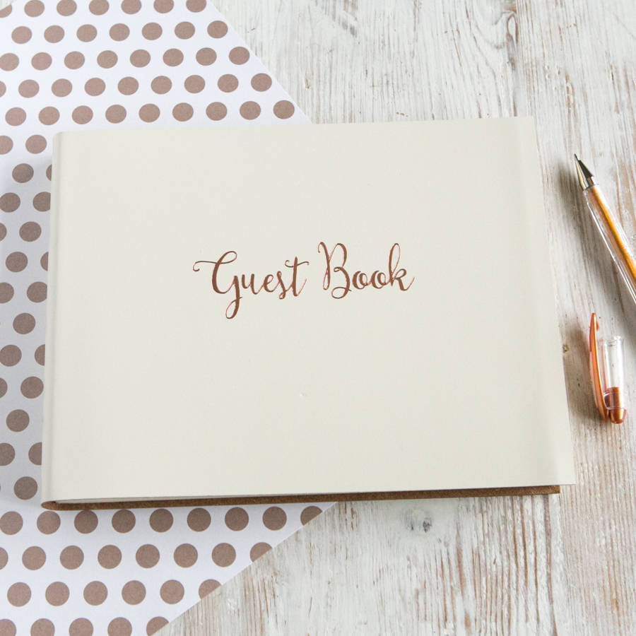 Wedding Guest Book With Photos
 personalised rose gold wedding guest book by begolden