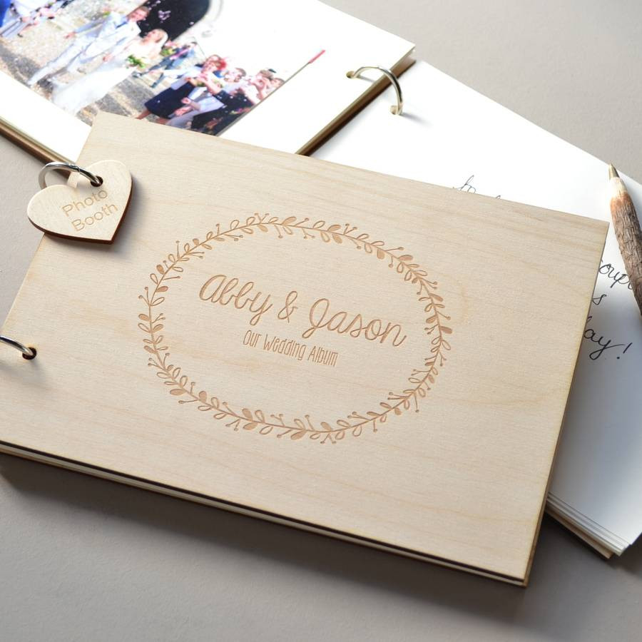 Wedding Guest Book With Photos
 personalised wreath wedding guest book by clouds and