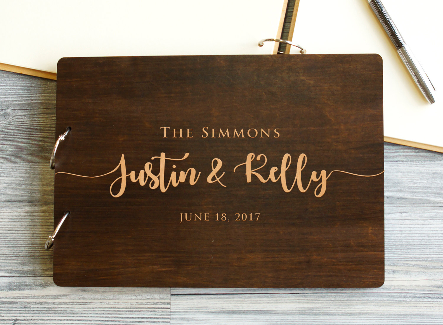 Wedding Guest Book With Photos
 Wedding Guest Book Rustic Guestbook Wood Guest Book Custom
