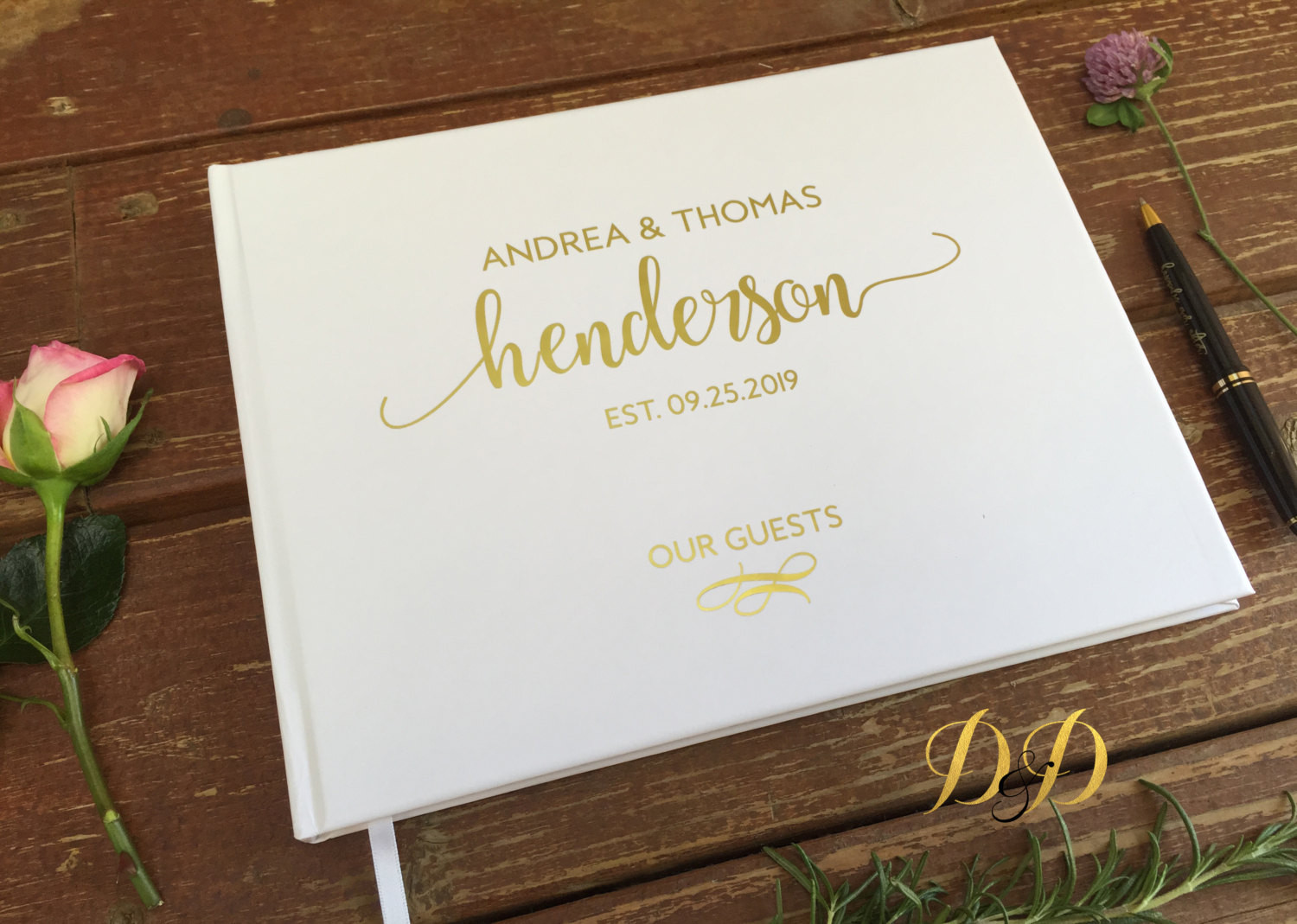 Wedding Guest Book With Photos
 Wedding Guest Book Wedding Guest book White blush cream Real