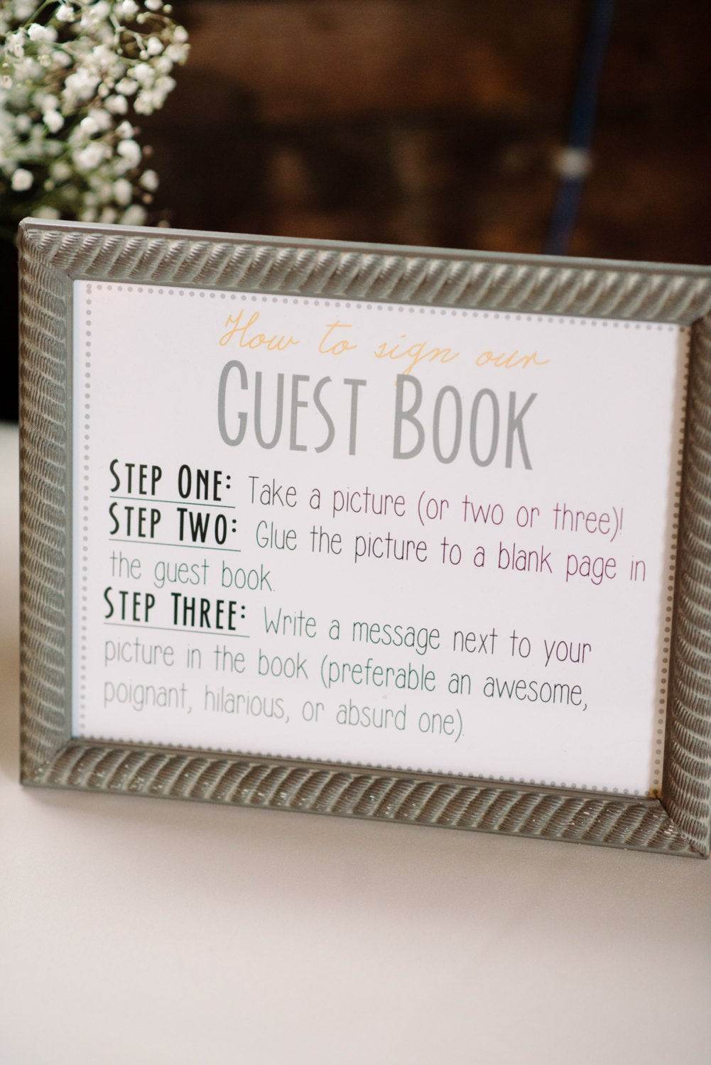 Wedding Guest Sign In Books
 Guest Book Sign template instant gray and yellow