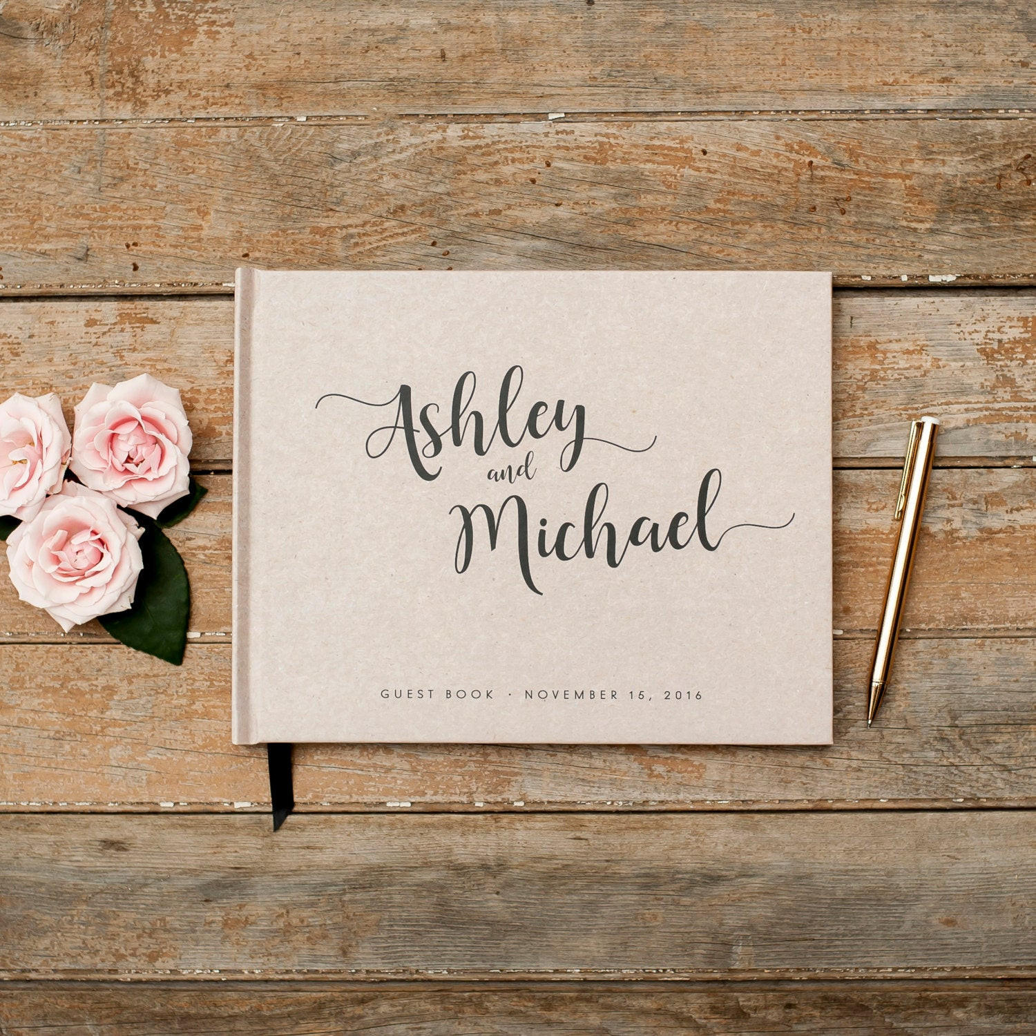 Wedding Guest Sign In Books
 Wedding Guest Book horizontal landscape guestbook sign in book
