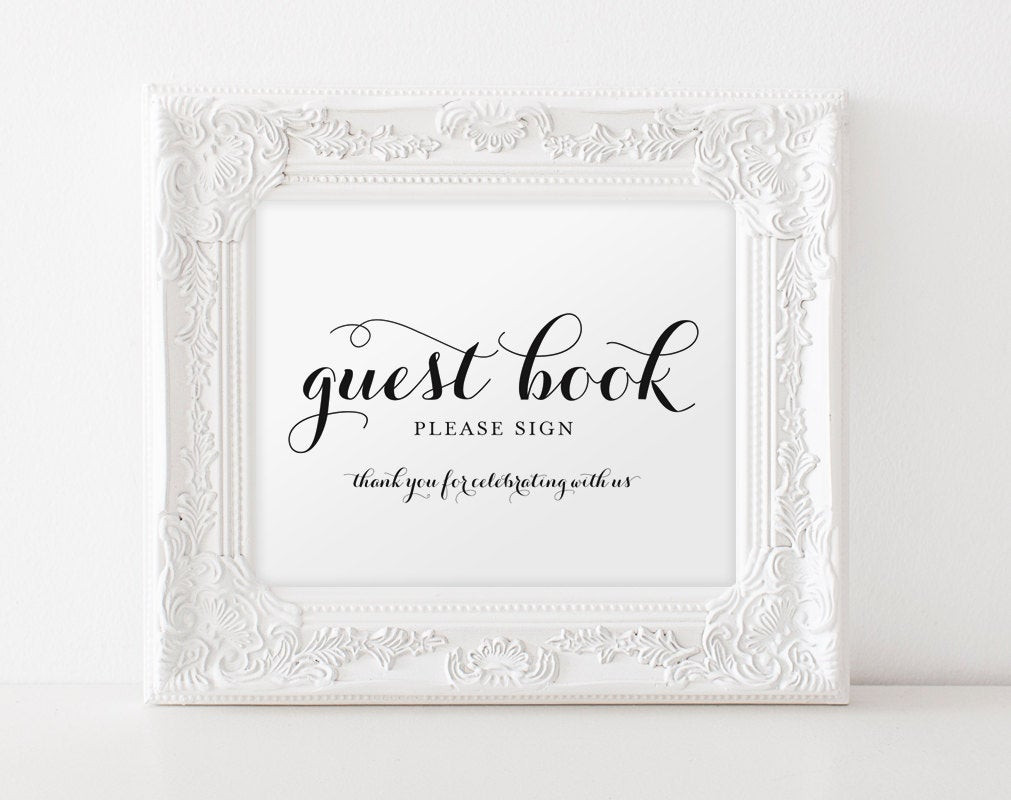 Wedding Guest Sign In Books
 Guest Book Printable Guest Book Sign Wedding Guest Book