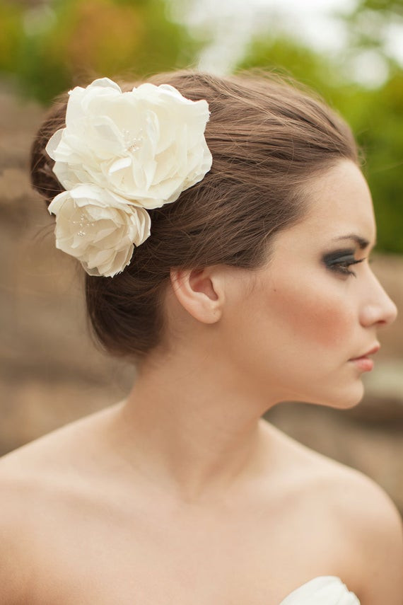 Wedding Hair With Flowers
 Bridal Silk Flowers Wedding Hair Flower by MelindaRoseDesign