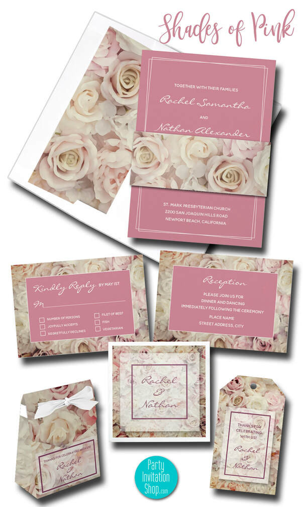 Wedding Invitation Stores
 Shades of Pink Wedding Invitation Suite PARTY INVITATION