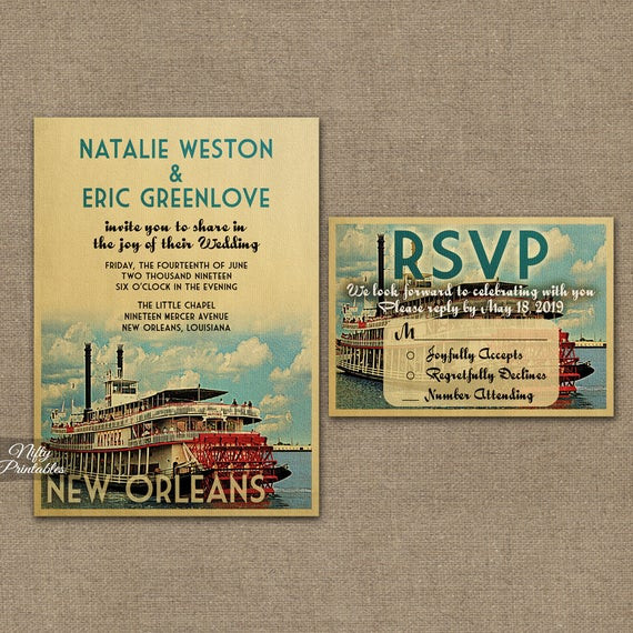 Wedding Invitations New Orleans
 New Orleans Wedding Invitation Printable Vintage New Orleans