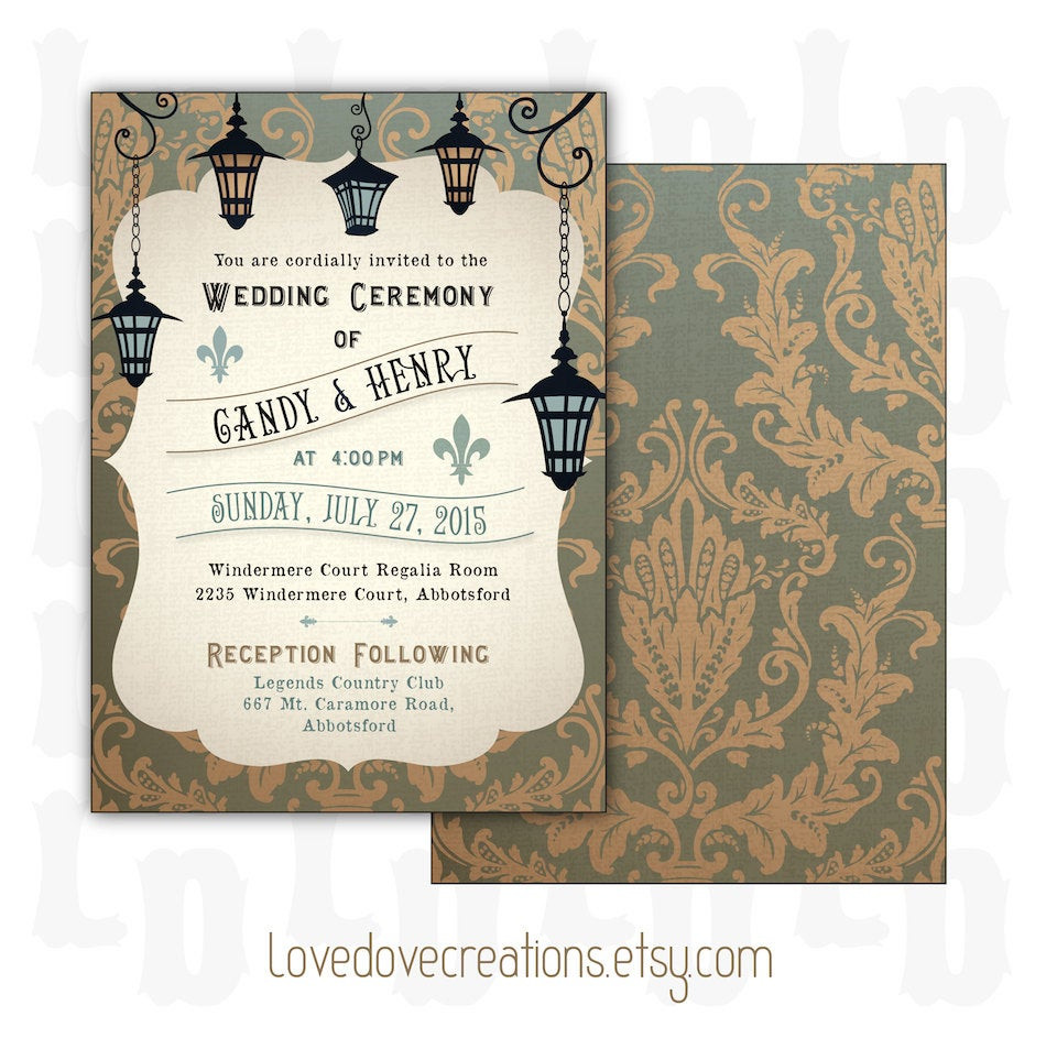 Wedding Invitations New Orleans
 Wedding Invitation Card Printable New Orleans Lanterns
