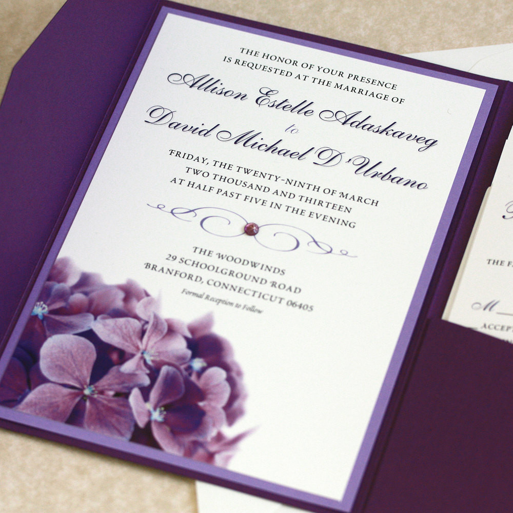 Wedding Invitations Samples
 Purple Hydrangea Wedding Invitation SAMPLE