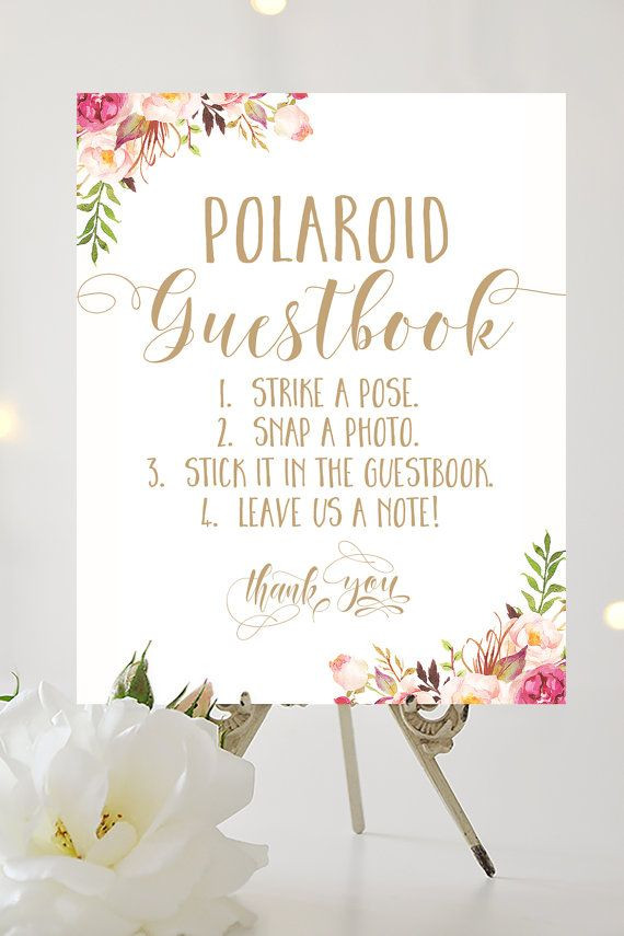 Wedding Photo Guest Book Template
 Polaroid Guestbook Sign 8 x 10 Printable by
