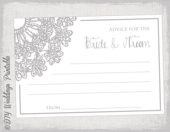 Wedding Photo Guest Book Template
 Printable guest advice card template Lace Doily