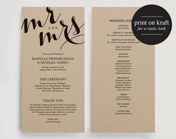 Wedding Programs DIY Template
 Wedding Program Printable Template by BlissPaperBoutique