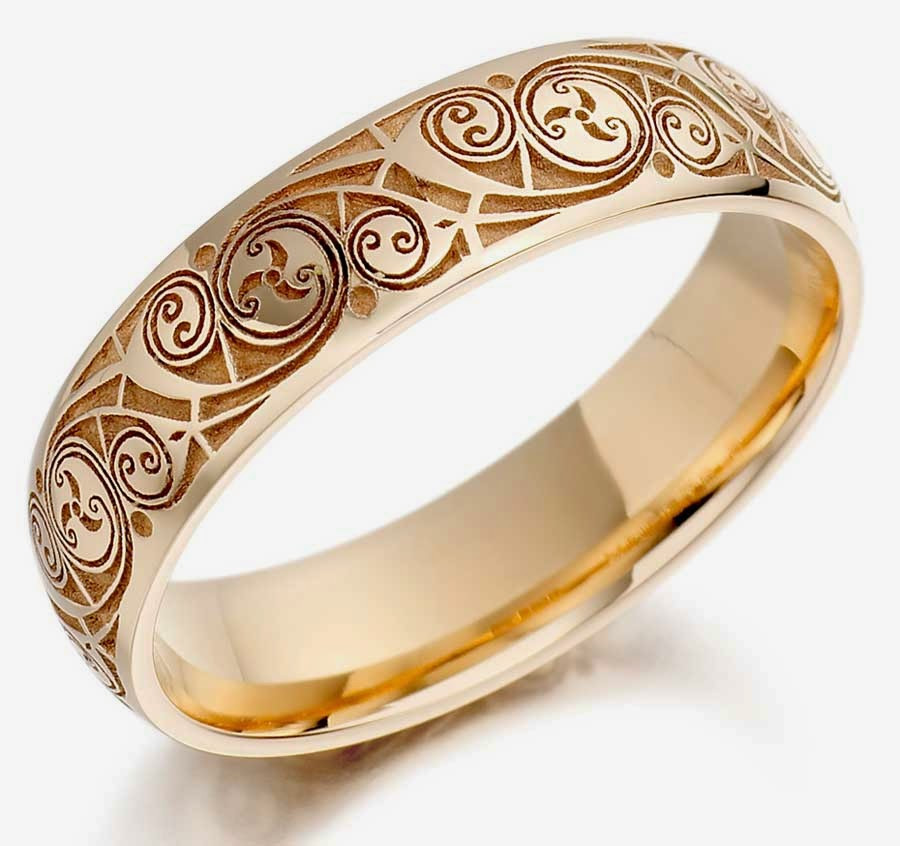 Wedding Ring Designers
 Mens Hand Engraved Wedding Rings Gold Design