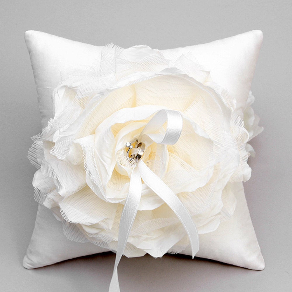 Wedding Ring Pillow
 Ivory flower ring pillow wedding ring bearer pillow bridal