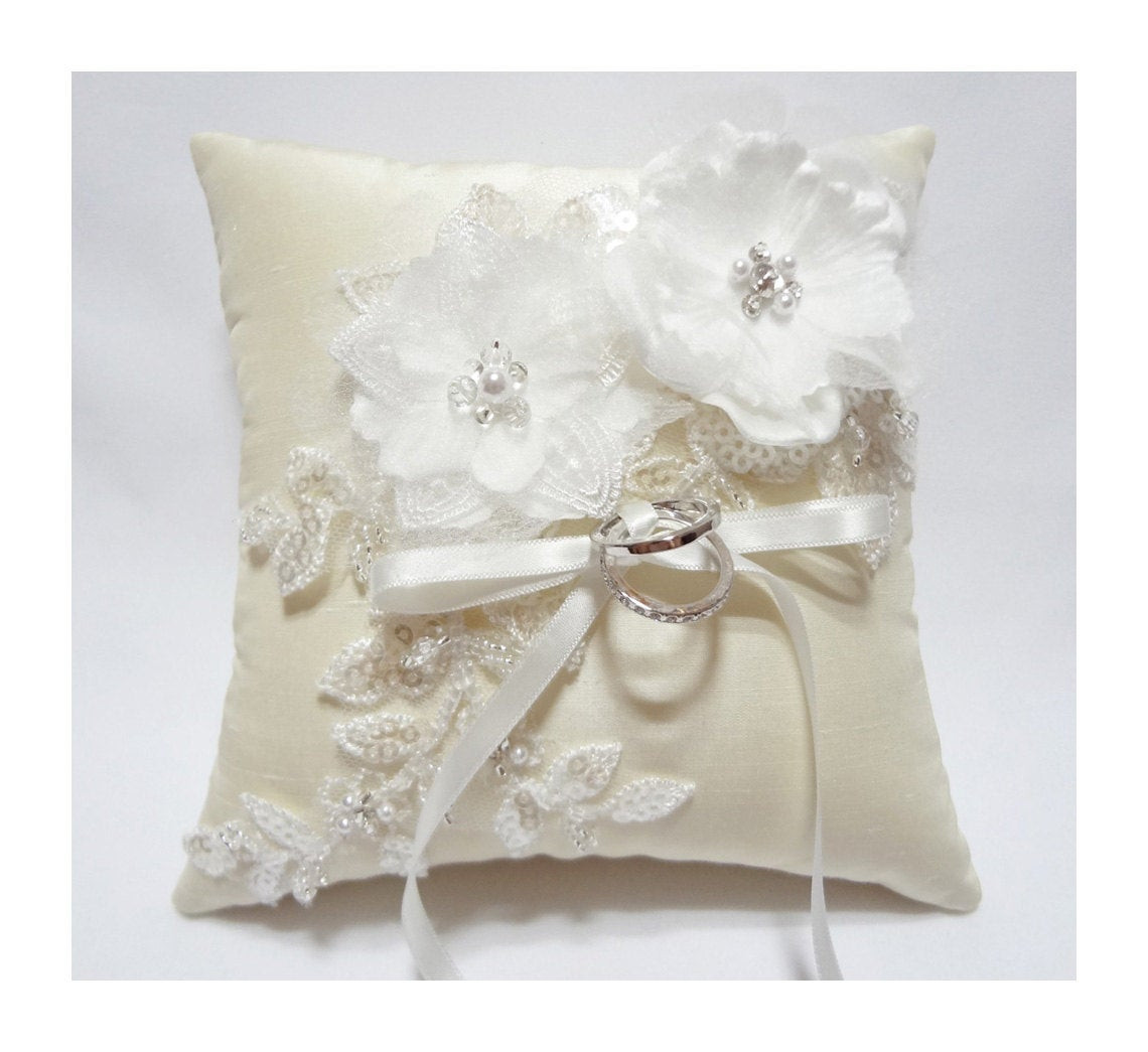 Wedding Ring Pillow
 Wedding ring pillow Ring bearer pillow ivory ring pillow