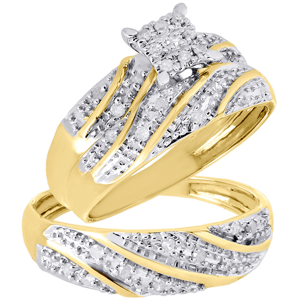 Wedding Ring Trio Sets
 10K Yellow Gold Diamond Trio Set Matching Engagement Ring