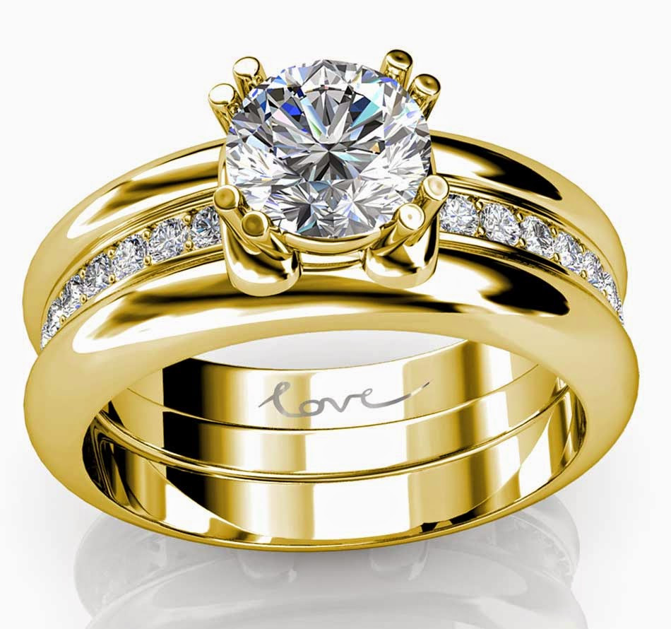 Wedding Ring Trio Sets
 Trio Wedding Rings Sets Yellow Gold with Luxury Diamond