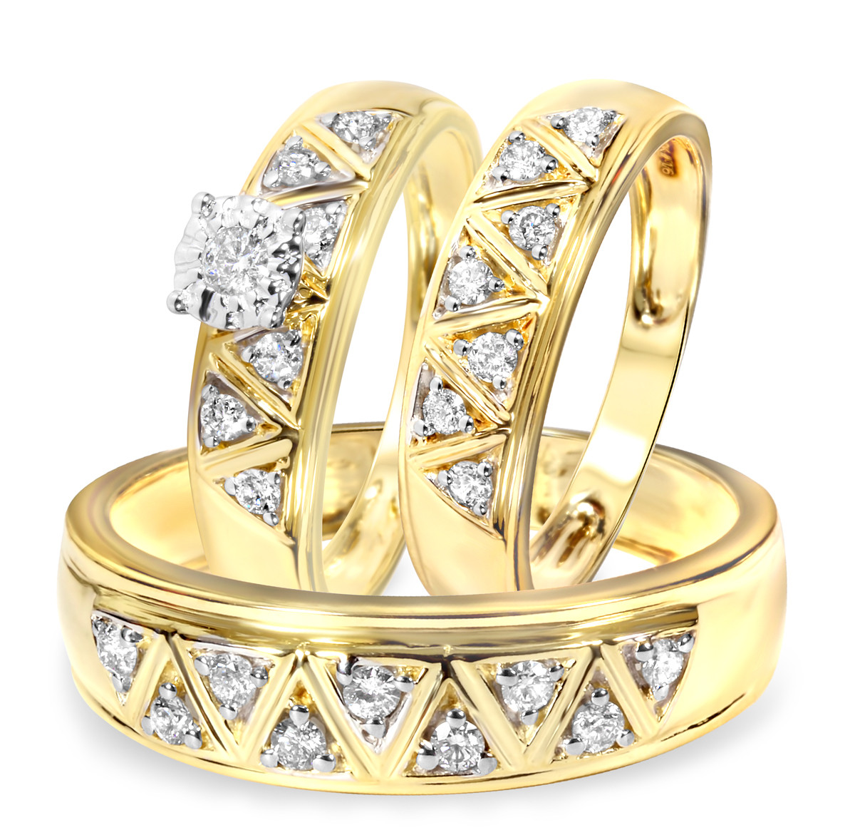 Wedding Ring Trio Sets
 1 2 Carat Diamond Trio Wedding Ring Set 14K Yellow Gold