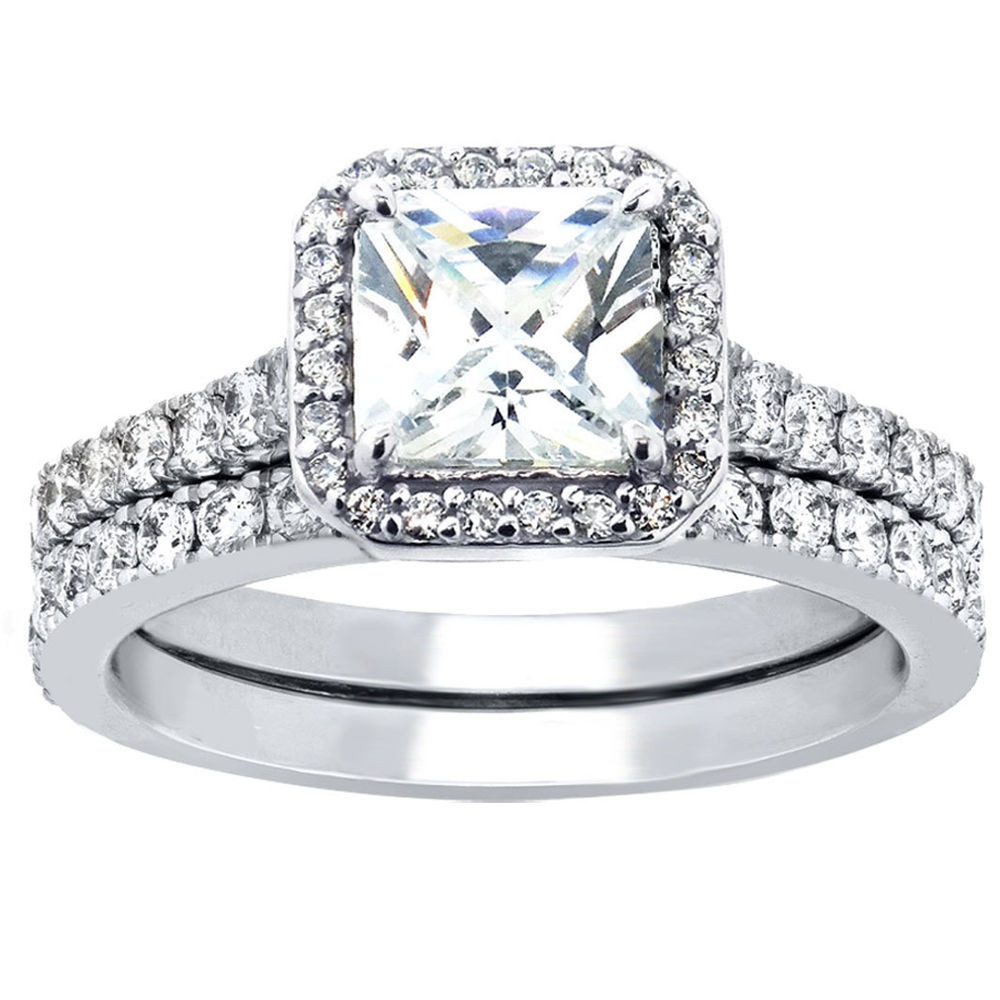 Wedding Rings Sets For Women
 Hot 2 Pcs Women Princess Cut Sterling Silver Bridal