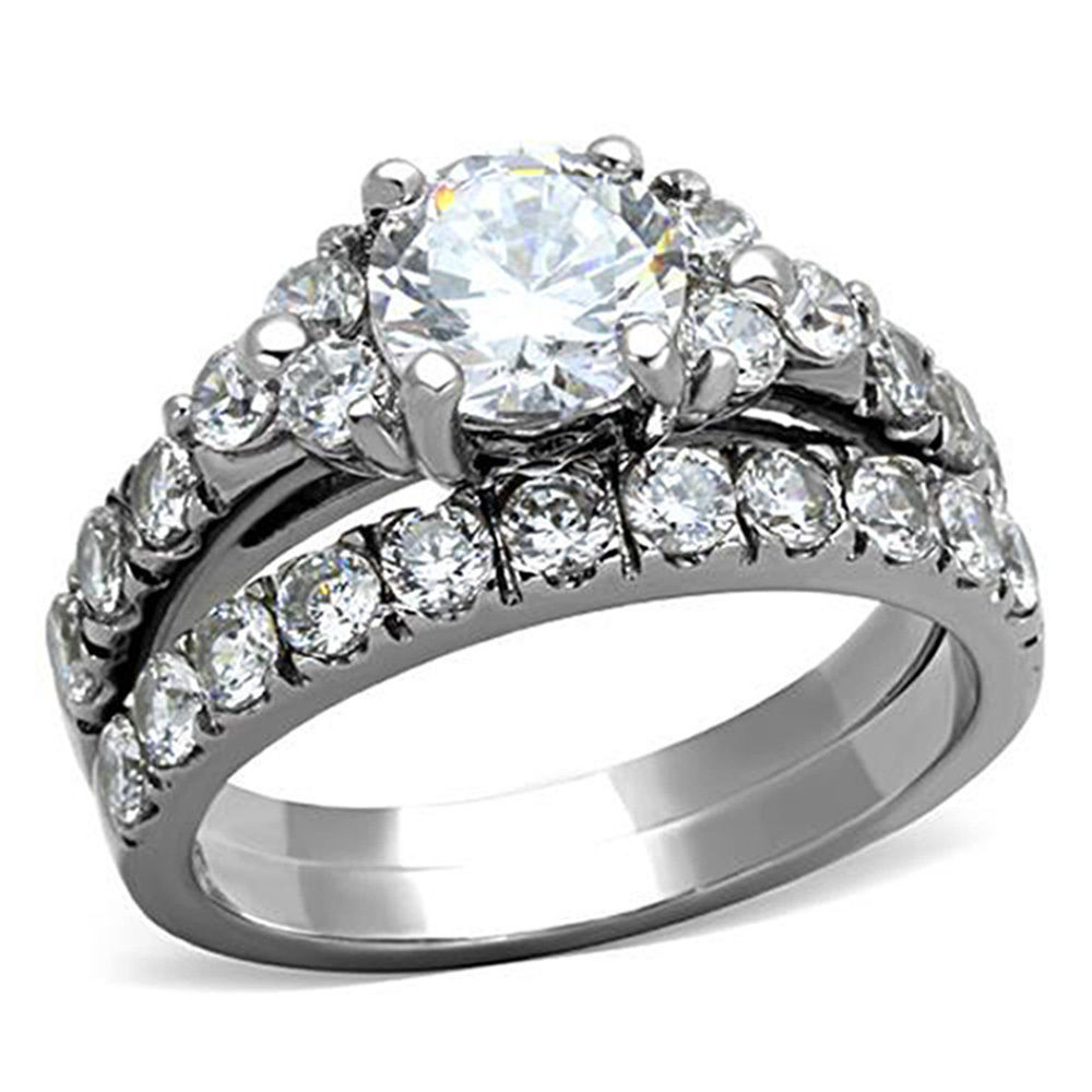 Wedding Rings Sets For Women
 2 50 Ct Round Cut CZ Silver Stainless Steel Wedding Ring
