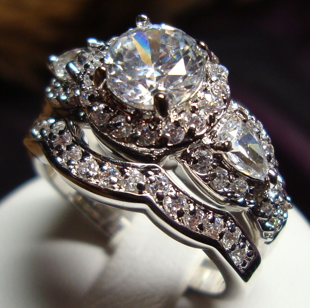 Wedding Rings Sets For Women
 Stunning CZ Vintage Style Women Engagement Wedding Rings