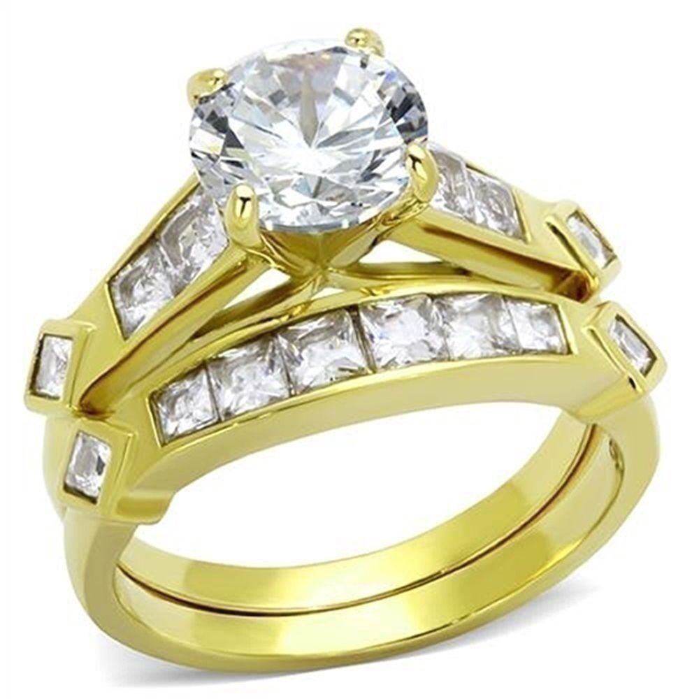 Wedding Rings Sets For Women
 Women s 3 15 CT Round CZ 14K Gold Plated Bridal Engagement