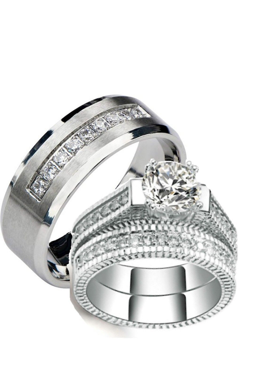 Wedding Rings Sets His And Hers For Cheap
 His and Hers Wedding Rings 3 Pc Sterling Silver