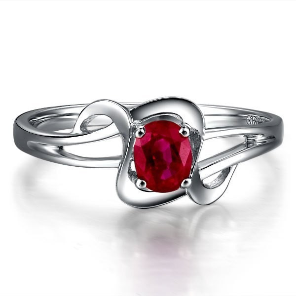 Wedding Rings Under 300
 Ruby Solitaire Engagement Ring on 10k White Gold JeenJewels