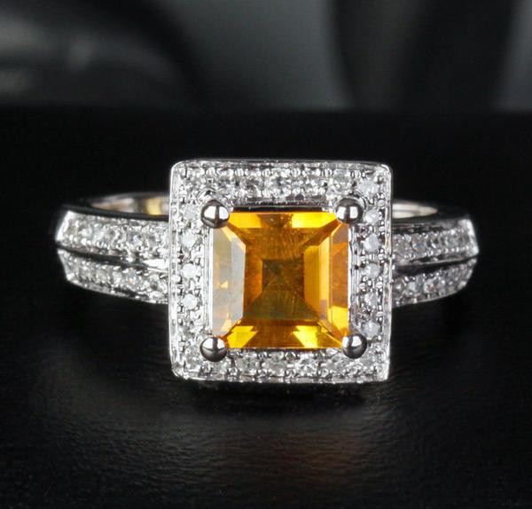 Wedding Rings Under 300
 $538 Asscher Citrine Engagement Ring Pave Diamond Wedding