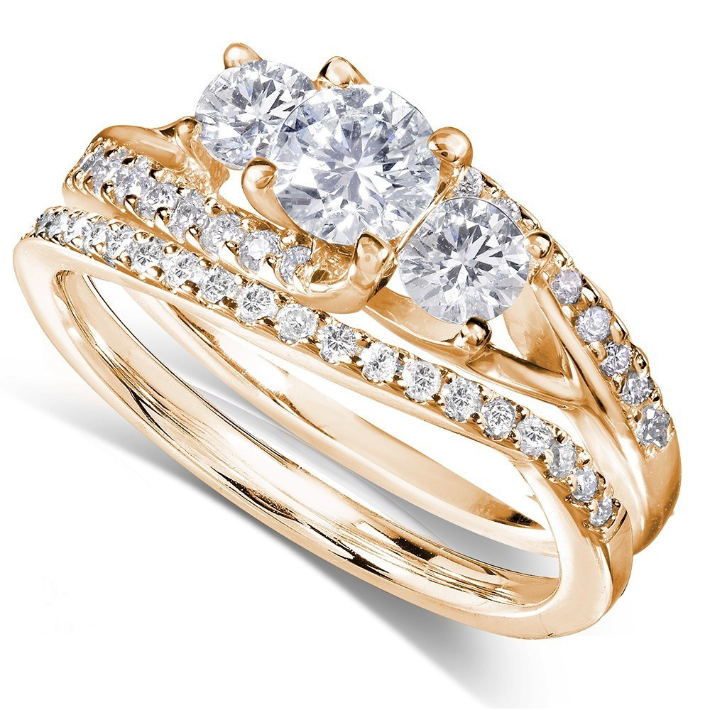 Wedding Rings Under 300
 GIA Certified 1 Carat Trilogy Round Diamond Wedding Ring