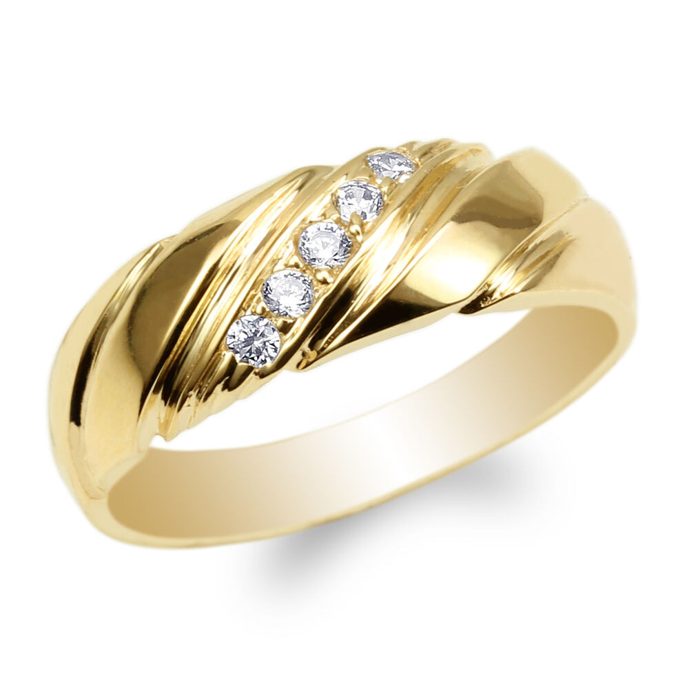 Wedding Rings Women
 Womens Yellow Gold Plated Round CZ Luxury Wedding Band