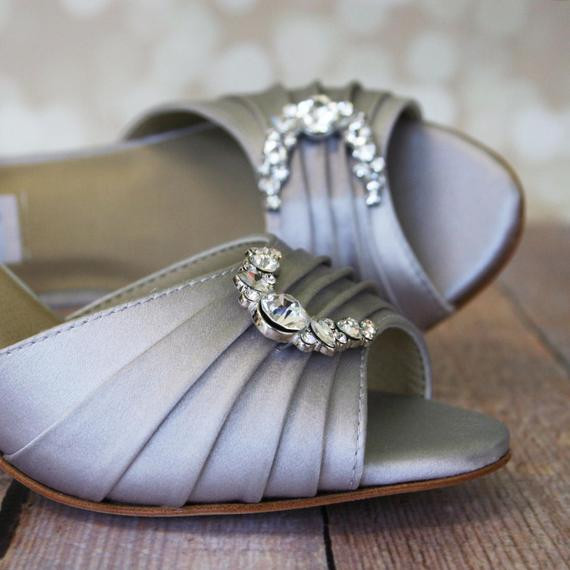 Wedding Shoes Bridal
 Silver Wedding Shoes Gray Bridal Heels by