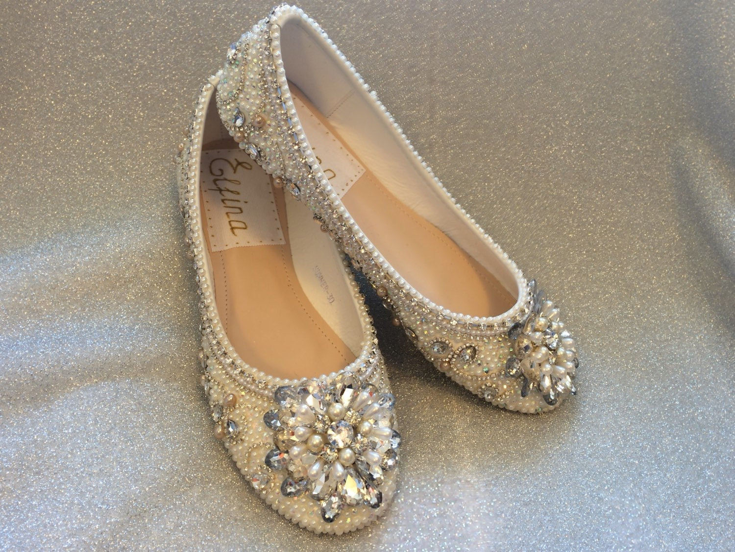 Wedding Shoes Bridal
 Wedding Shoes Bridal Flats Beaded Rhinestones Hand Embellished