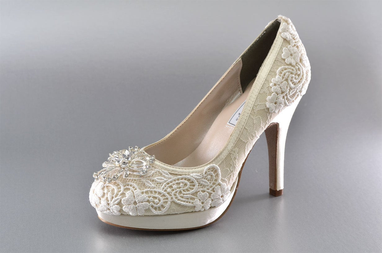 Wedding Shoes Bridal
 Wedding Shoes Lace Covered Bridal Shoes Womens Wedding