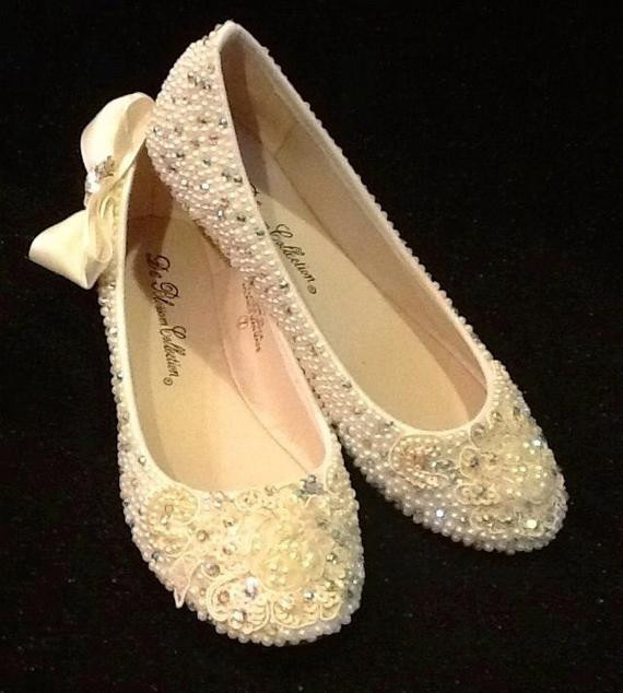 Wedding Shoes Size 12
 Plus size Wedding Shoes Bridal Flats Beaded by Elfinacreation
