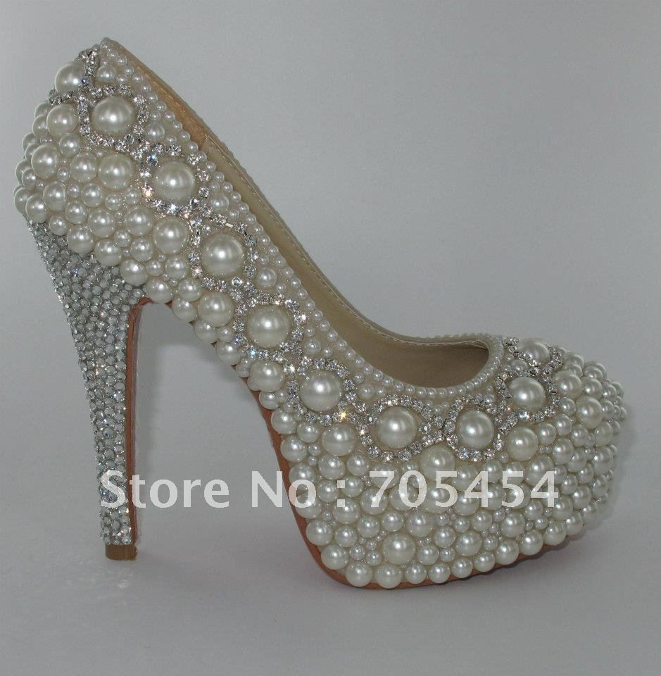 Wedding Shoes With Pearls
 BS362 free shipping custom make 2012 crystals with pearls