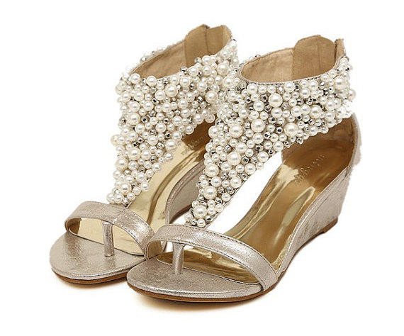 Wedding Shoes With Pearls
 2014 handmade pearl wedding shoes pearl from