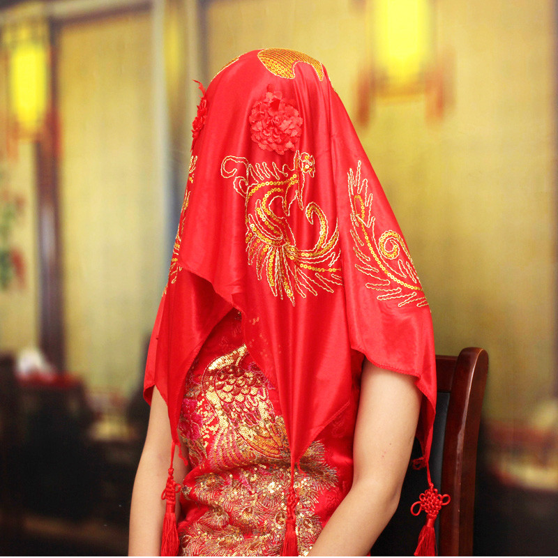 Wedding Veils China
 Bridal red scarf hi pa bandanas red chinese style bride