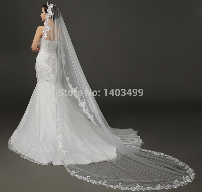 Wedding Veils China
 White Lace Appliques Wedding Veil Fashion Cheap China