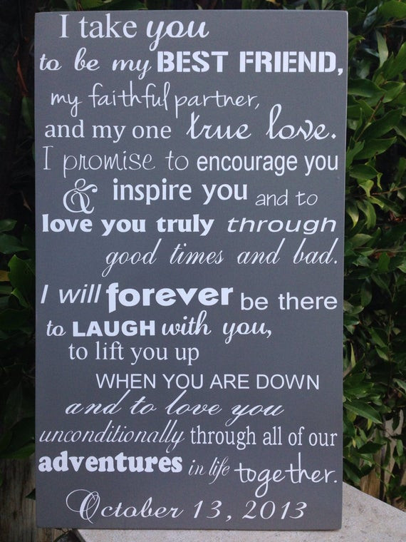Wedding Vows Examples
 Modern 6th Anniversary Gift Wedding Vows Wood Sign 12 x