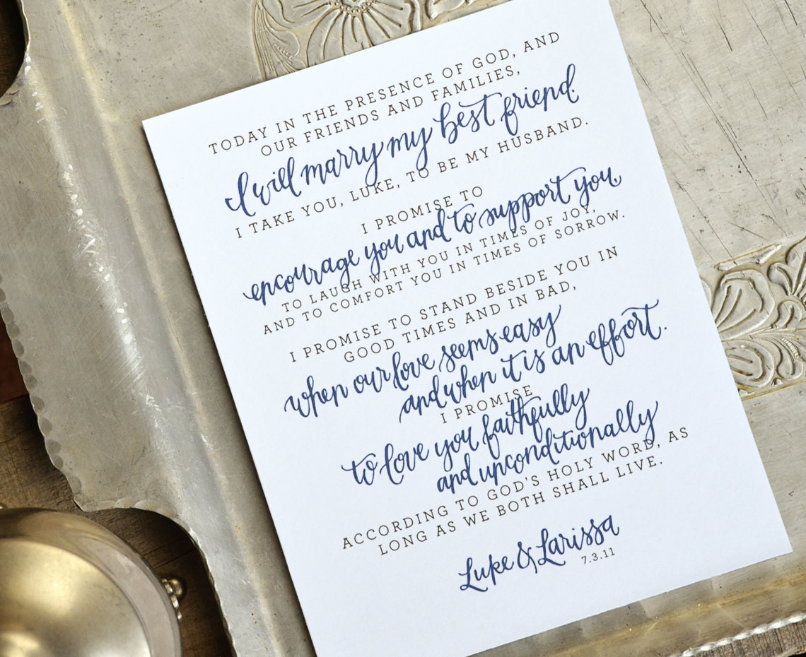 Wedding Vows Unique
 Custom Personalized Wedding Vows Lyrics Art Print or Printable