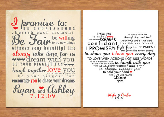 Wedding Vows Unique
 Wedding Vow Keepsake What Would Yours Say