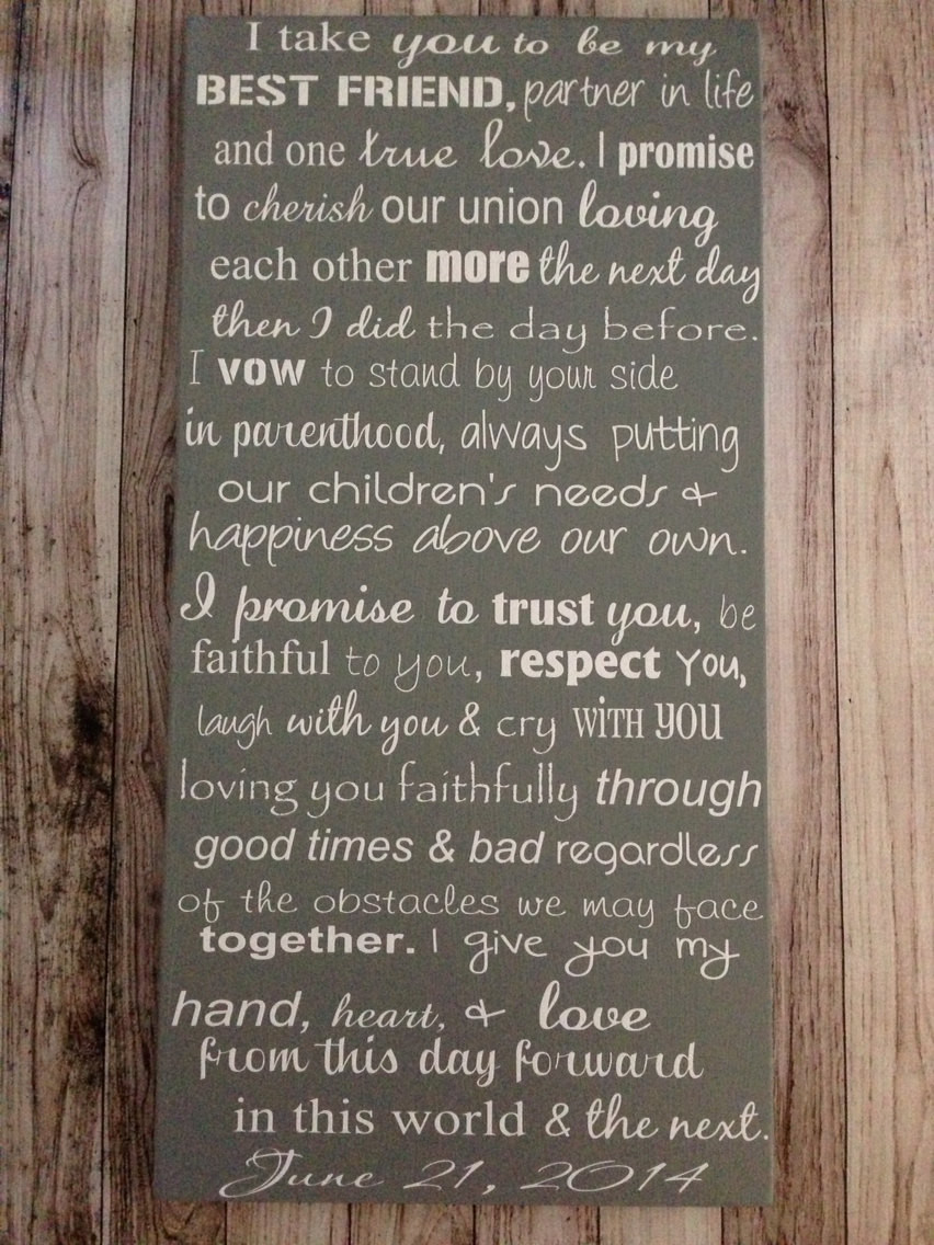 Wedding Vows Unique
 Custom Wedding Vows Wood Sign 12 x 24 Personalized