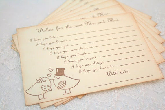 Wedding Wishes Guest Book
 Guest book Alternative Wedding Wish Cards Fill in the Blank