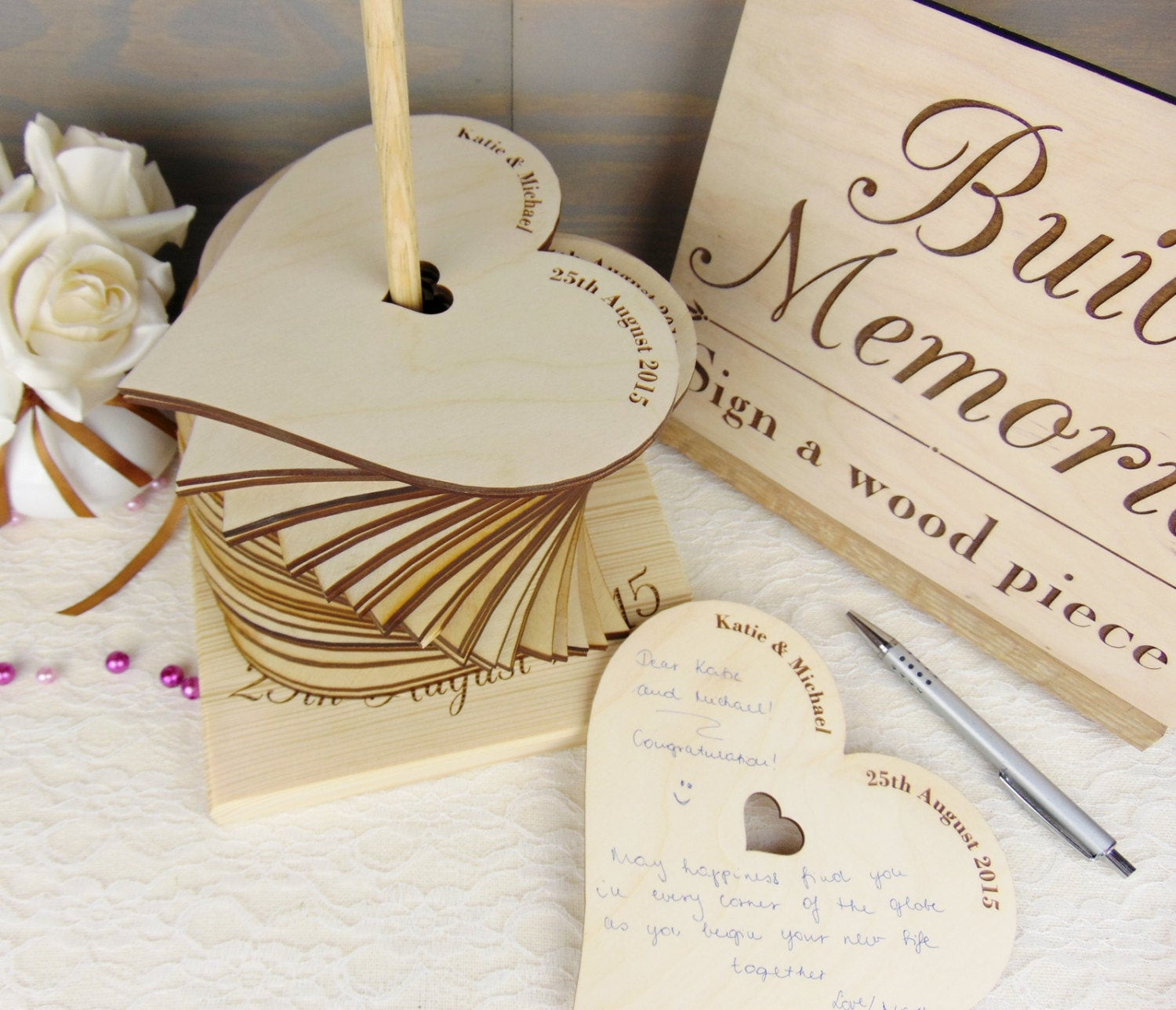 Wedding Wishes Guest Book
 Build Memories Wedding Guest Book Custom by YourWeddingProject