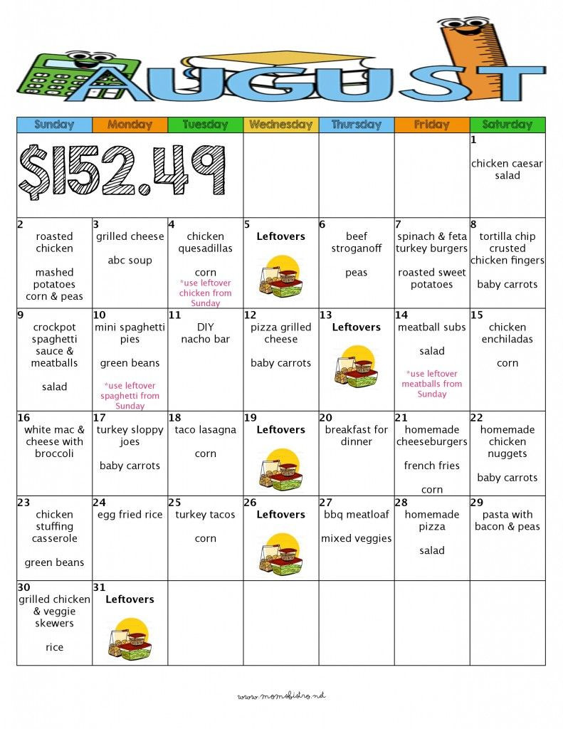 Weekly Dinner Menu Kid Friendly
 A Month of Delicious Kid Friendly Dinners for $152 with