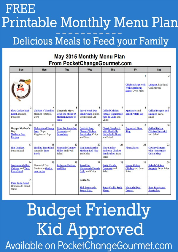 Weekly Dinner Menu Kid Friendly
 Menu Plan Monday May 4 15