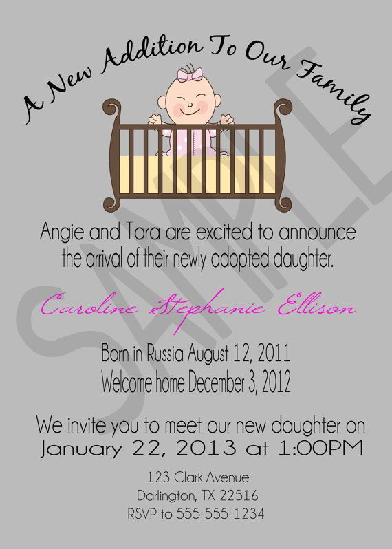 Welcome Home Baby Party
 Adoption Announcement Open House Invitation by
