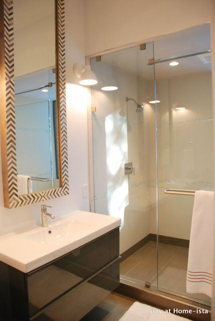 West Elm Bathroom Vanity
 Ikea bathroom vanities in a modern bathroom with tall West