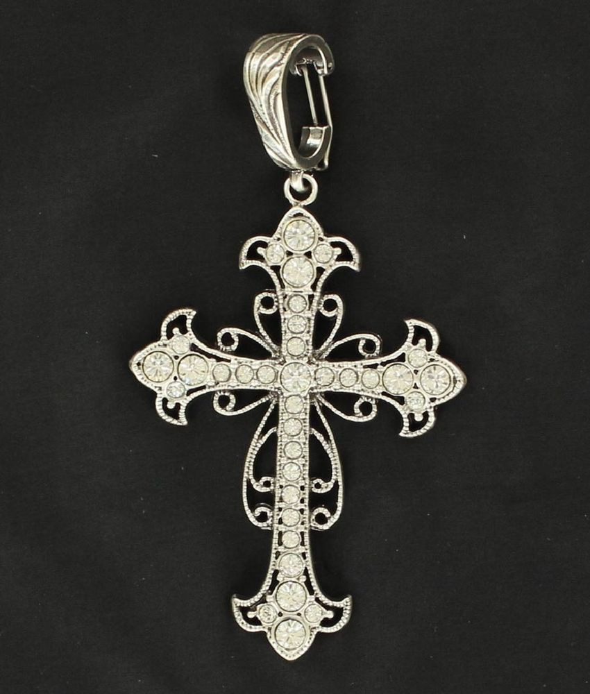 Western Cross Necklace
 Rhinestone Cowgirl Ex Crystal CROSS Pendant