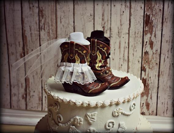 Western Themed Wedding
 Cowboy Boots Wedding Cake Topper Western by MorganTheCreator